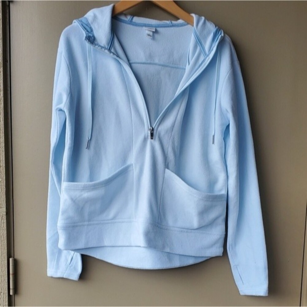 Icy Blue 1/2 Zip Hooded All In Motion Pullover Long sleeve Hoodie size small